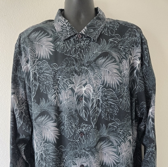 TOMMY BAHAMA Big And Tall Silk Luminescent Fronds Long Sleeve Shirt  size XXL - Picture 4 of 16